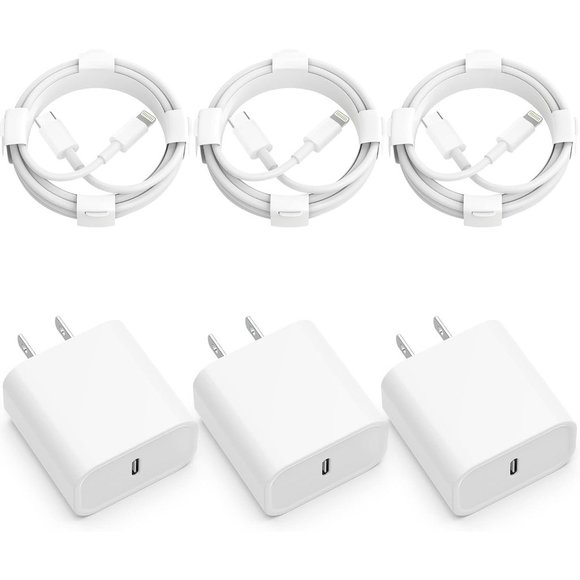 3 Pack 20W PD USB C 6FT Cable Fasting Charging Adapter - Picture 1 of 7